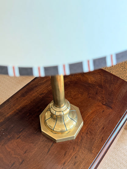 19th Century Brass Lamps on Octagonal Bases