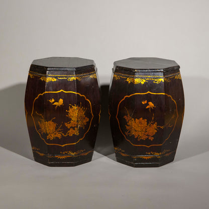 Pair of Octagonal Chinoiserie End Tables or Stools