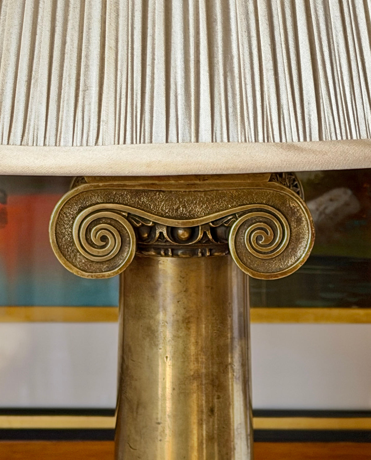 Monumental Ionic Column Bronze Table Lamps