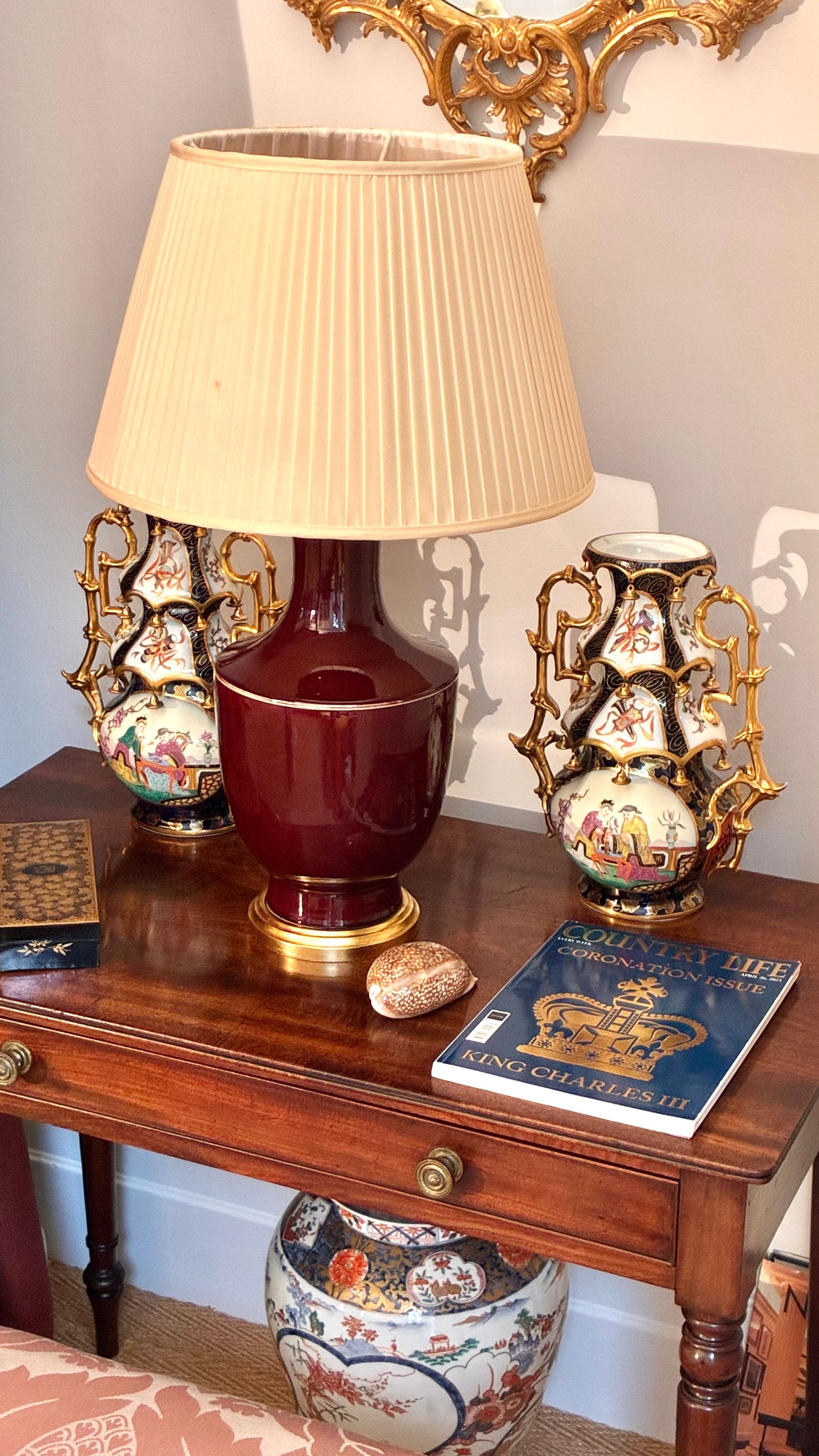 Pair of Large Chinese Sang de Boeuf Vase Lamps