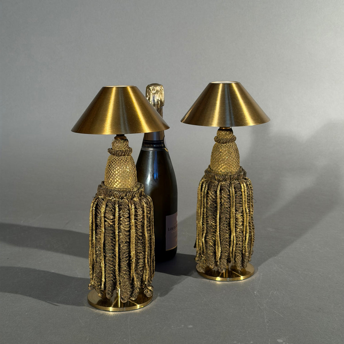 19th Century Metal Thread Tassels Mounted as Lamps