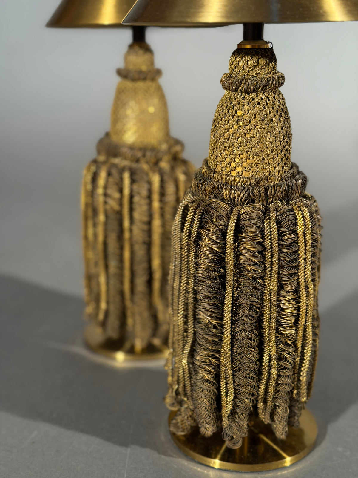 19th Century Metal Thread Tassels Mounted as Lamps