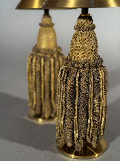 19th Century Metal Thread Tassels Mounted as Lamps