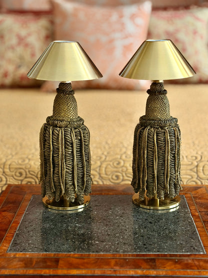 19th Century Metal Thread Tassels Mounted as Lamps