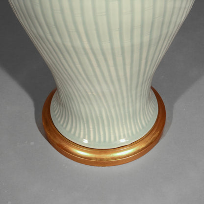 Large Celadon ‘Bamboo’ Table Lamp