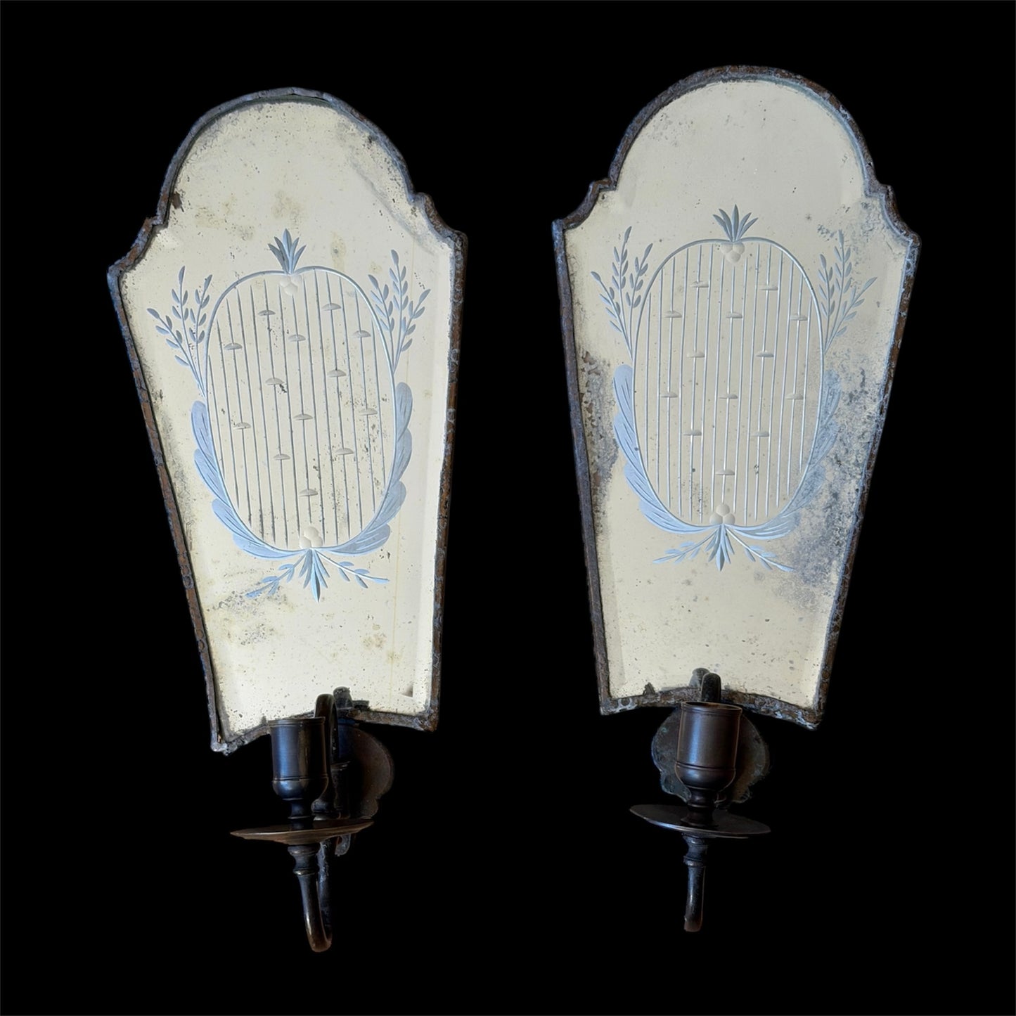 Venetian Etched Mirror Wall Lights