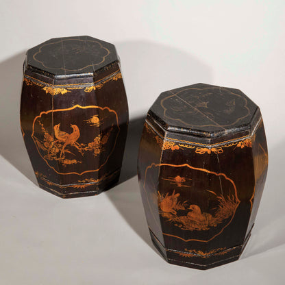 Pair of Octagonal Chinoiserie End Tables or Stools