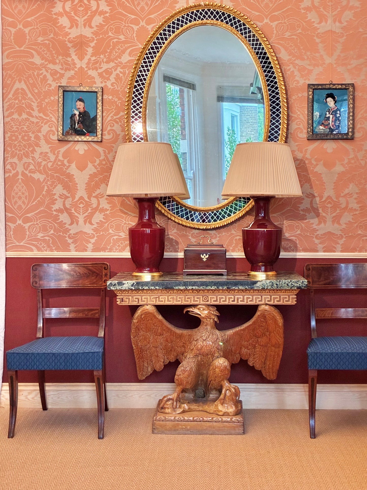 Pair of Large Chinese Sang de Boeuf Vase Lamps
