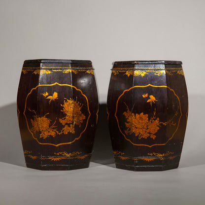 Pair of Octagonal Chinoiserie End Tables or Stools