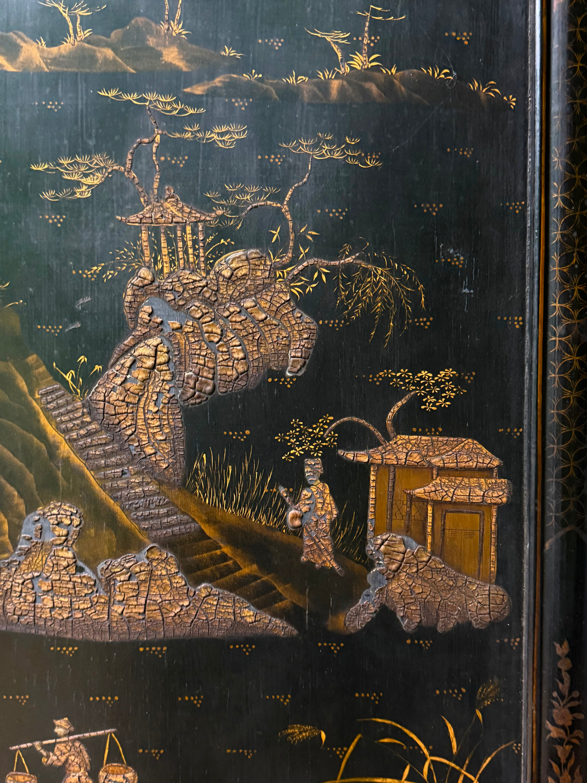 19th Century Chinese Lacquer Screen
