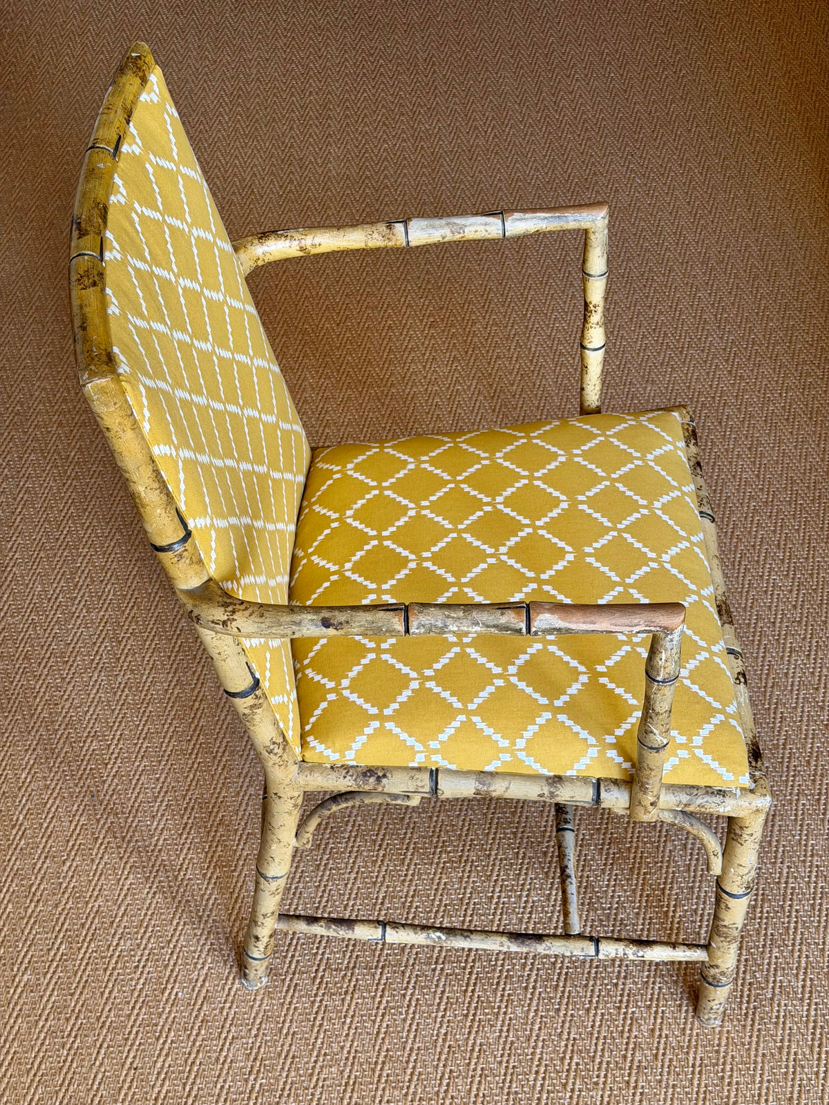Painted Faux Bamboo Armchairs, Early 20th Century — 4 Pairs Available