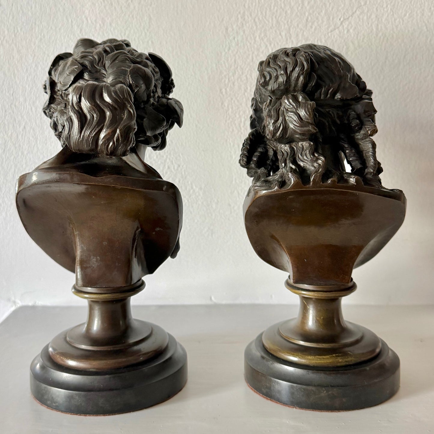 Antinous and Dionysus, a Pair of Bronze Busts