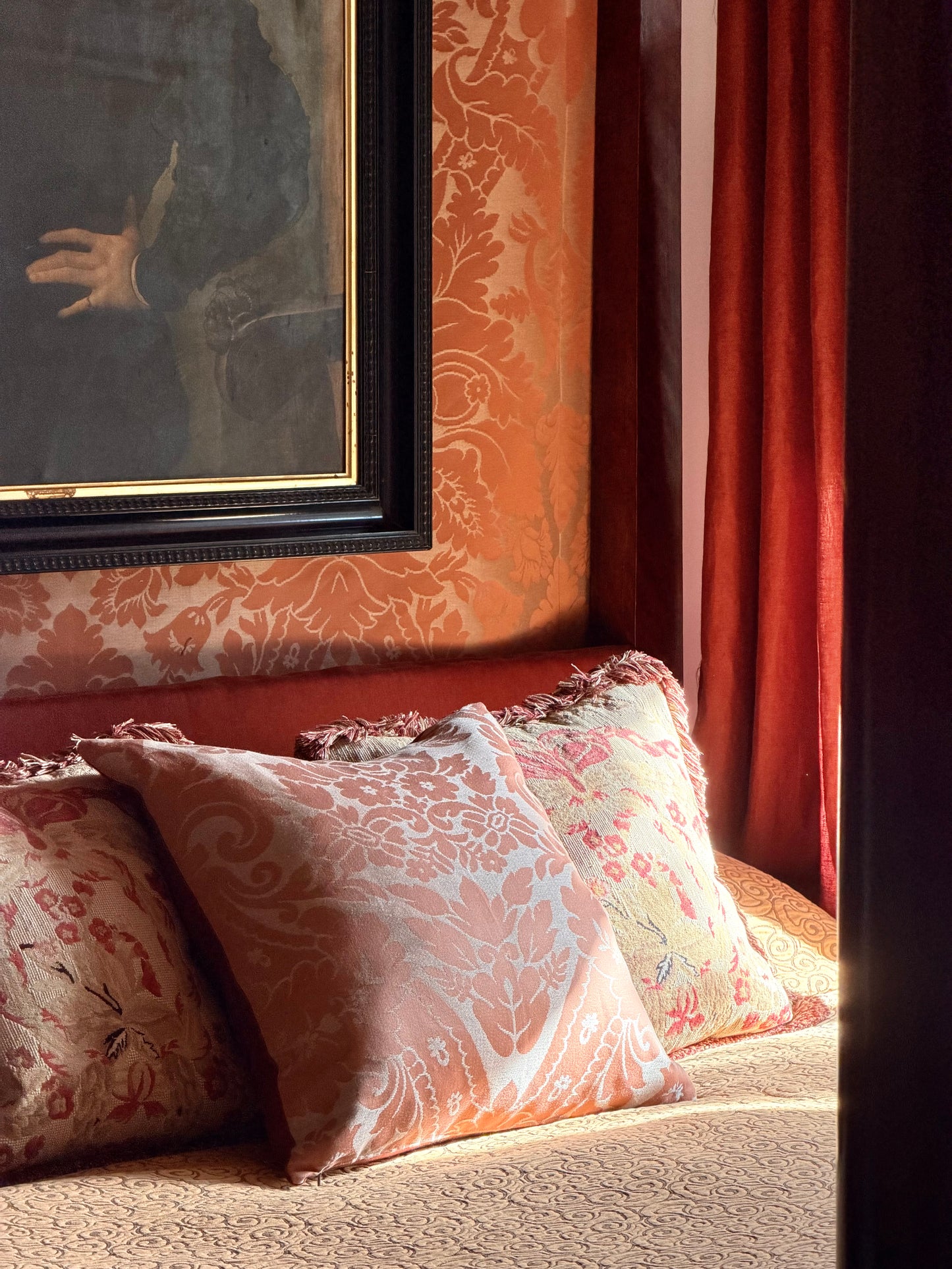 Silk and Linen Florentine Damask Pillows
