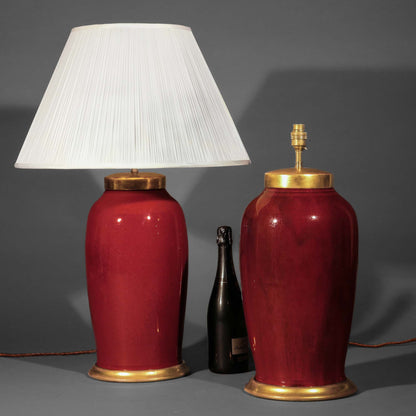 Pair of Large Chinese Flambé Table Lamps