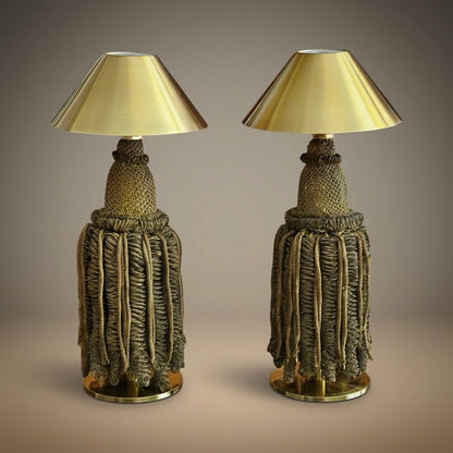 19th Century Metal Thread Tassels Mounted as Lamps