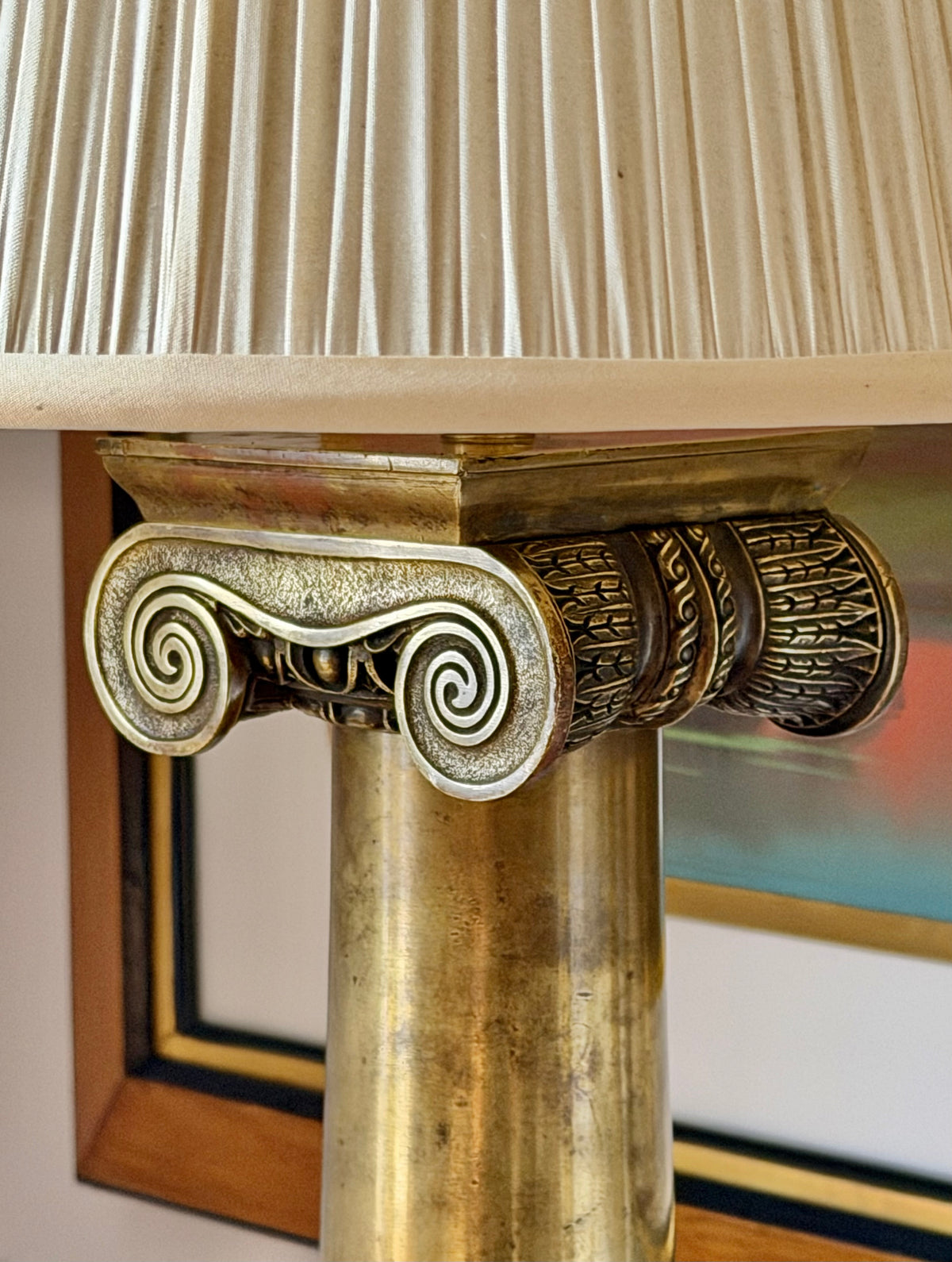 Monumental Ionic Column Bronze Table Lamps