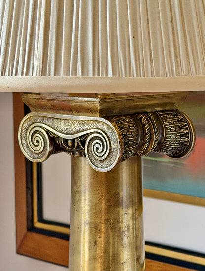 Monumental Ionic Column Bronze Table Lamps