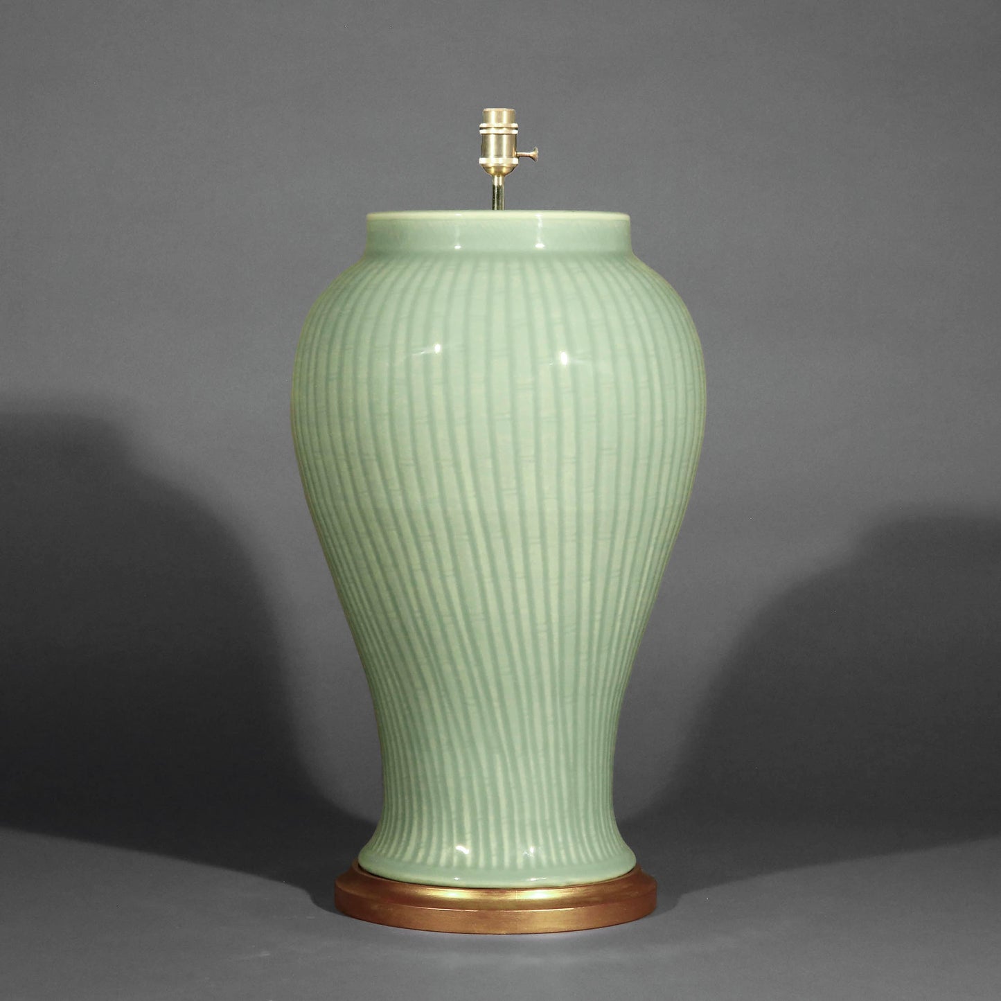 Large Celadon ‘Bamboo’ Table Lamp