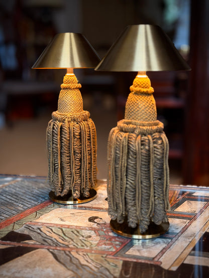 19th Century Metal Thread Tassels Mounted as Lamps