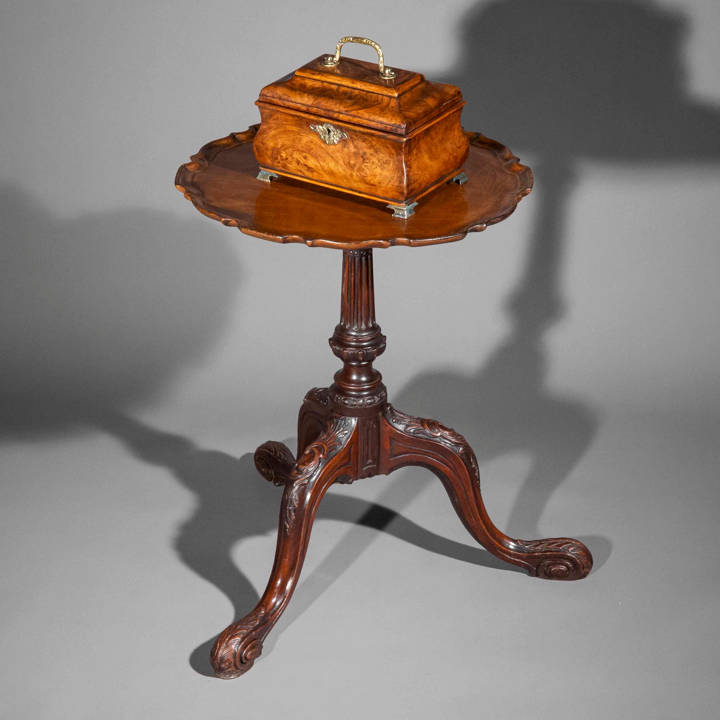 18th Century George I Period Burr Walnut Bombe Tea Caddy