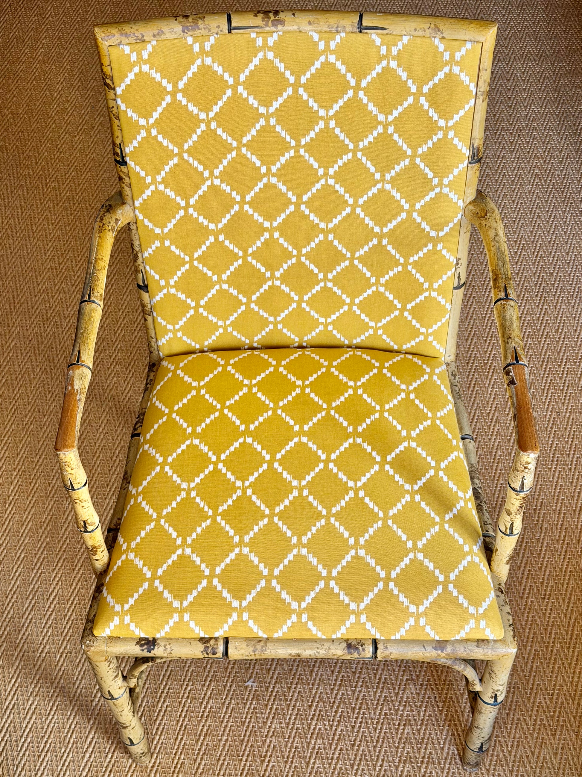 Painted Faux Bamboo Armchairs, Early 20th Century — 4 Pairs Available