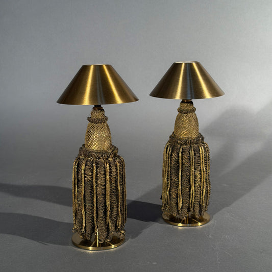 19th Century Metal Thread Tassels Mounted as Lamps
