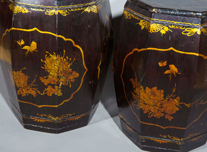 Pair of Octagonal Chinoiserie End Tables or Stools