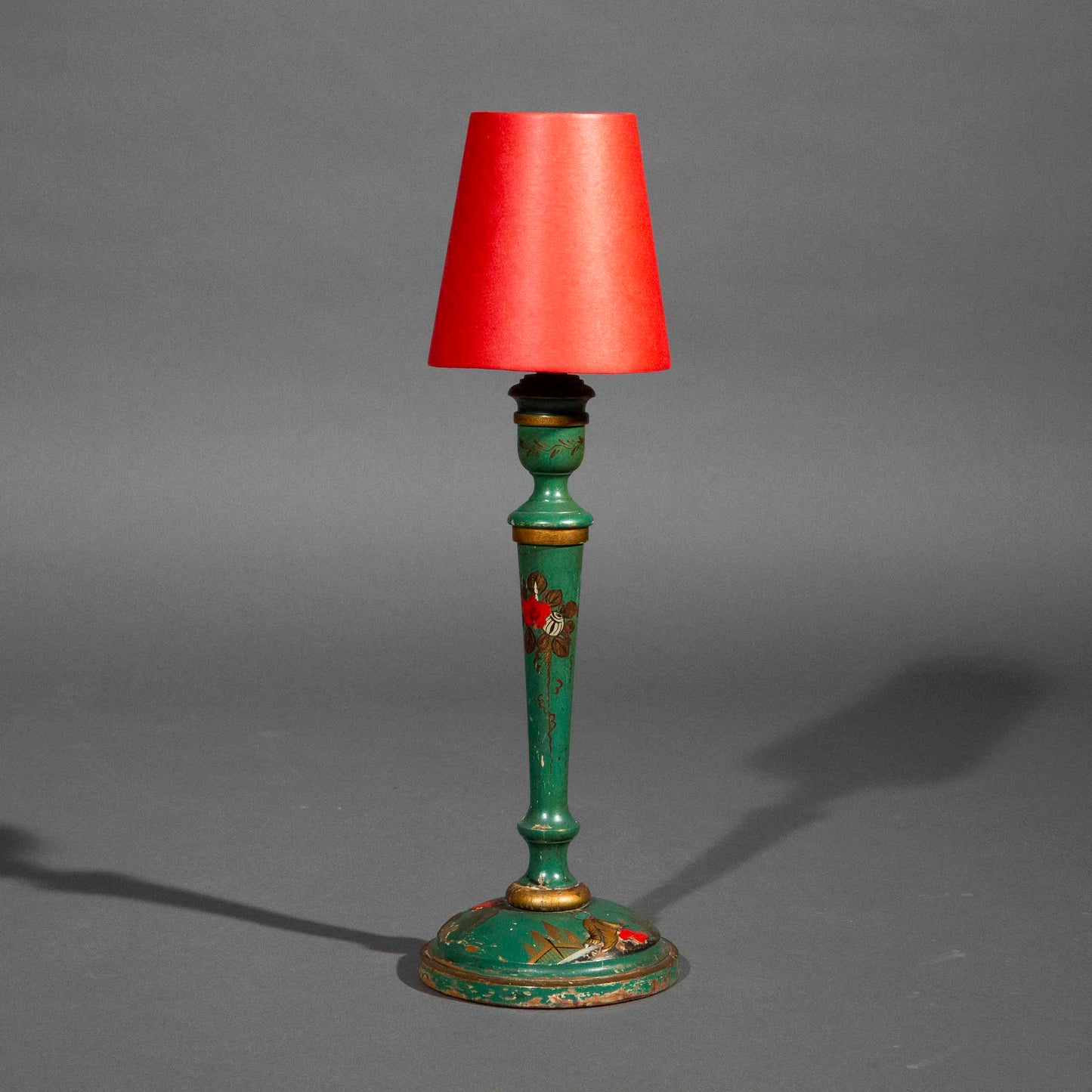 Green Chinoiserie Candlestick Lamp