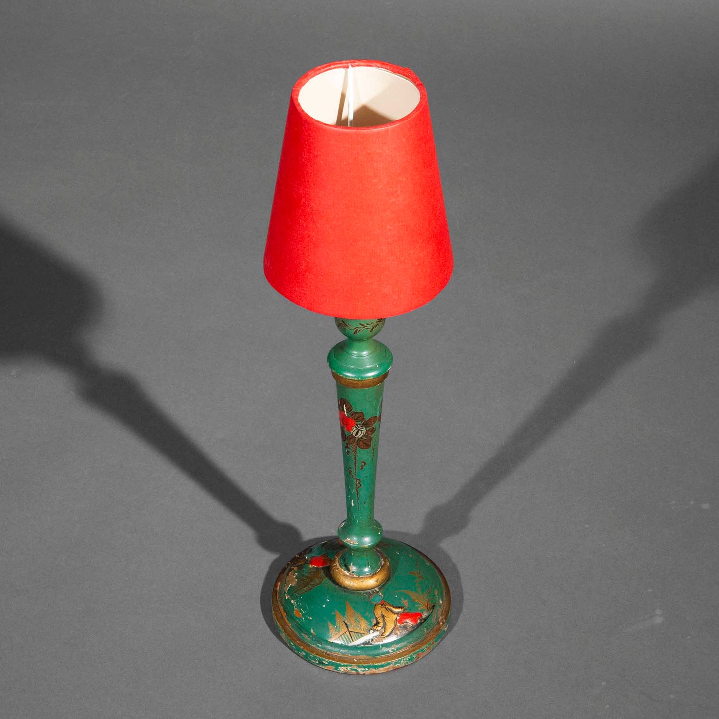 Green Chinoiserie Candlestick Lamp