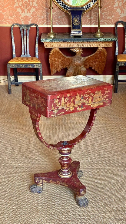 Rare 19th Century Chinoiserie Scarlet Lacquer Table