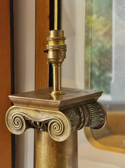 Monumental Ionic Column Bronze Table Lamps
