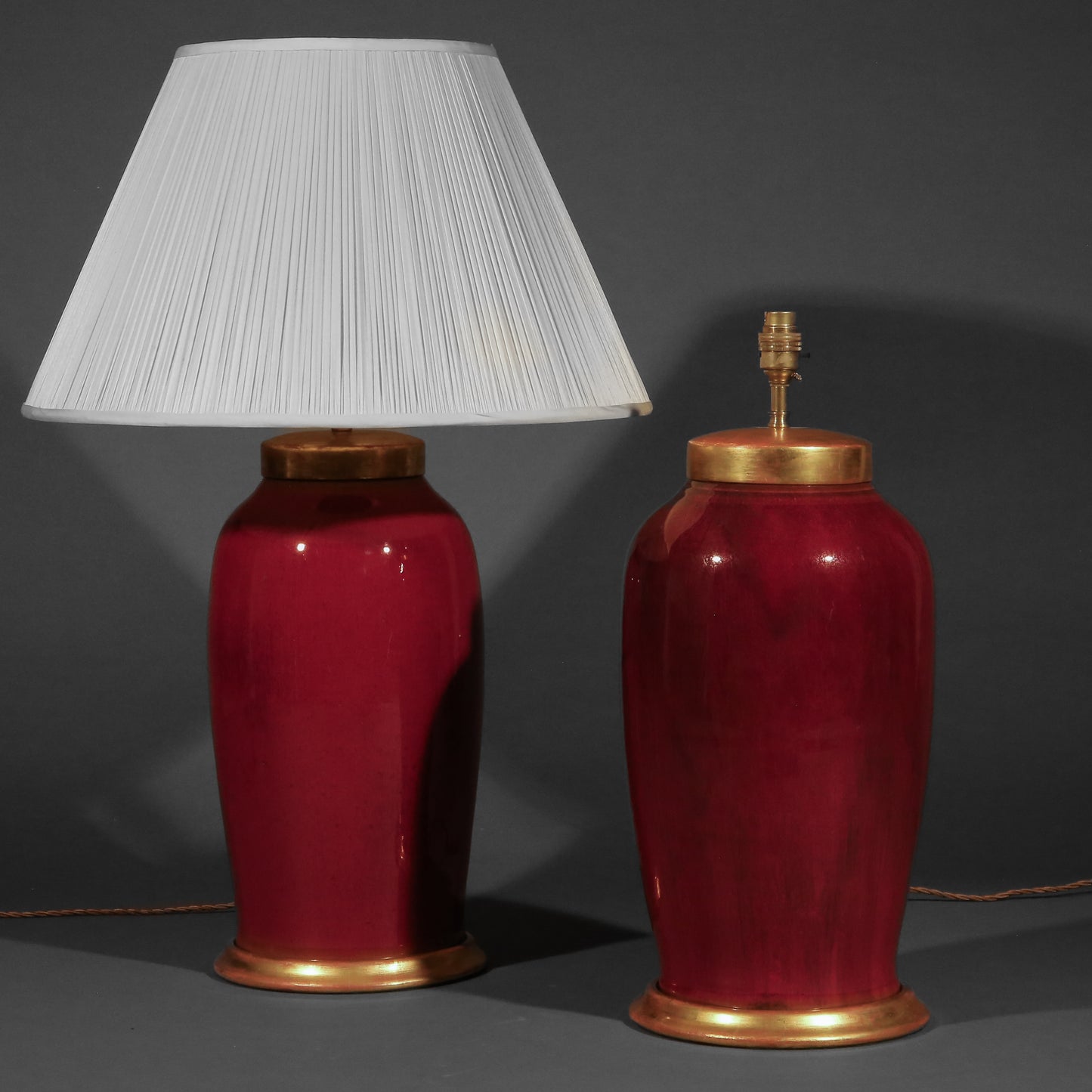 Pair of Large Chinese Flambé Table Lamps