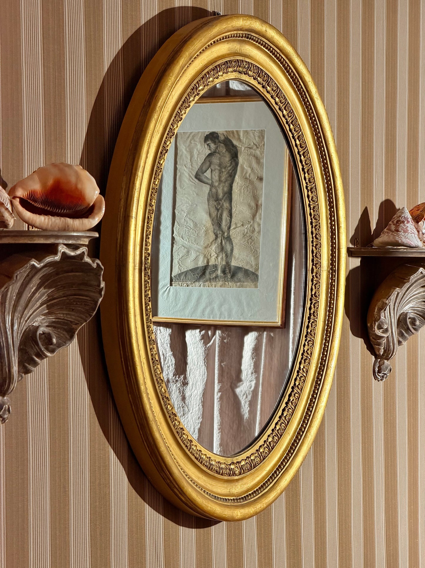 19th Century Giltwood Oval Mirror