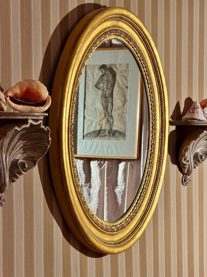 19th Century Giltwood Oval Mirror