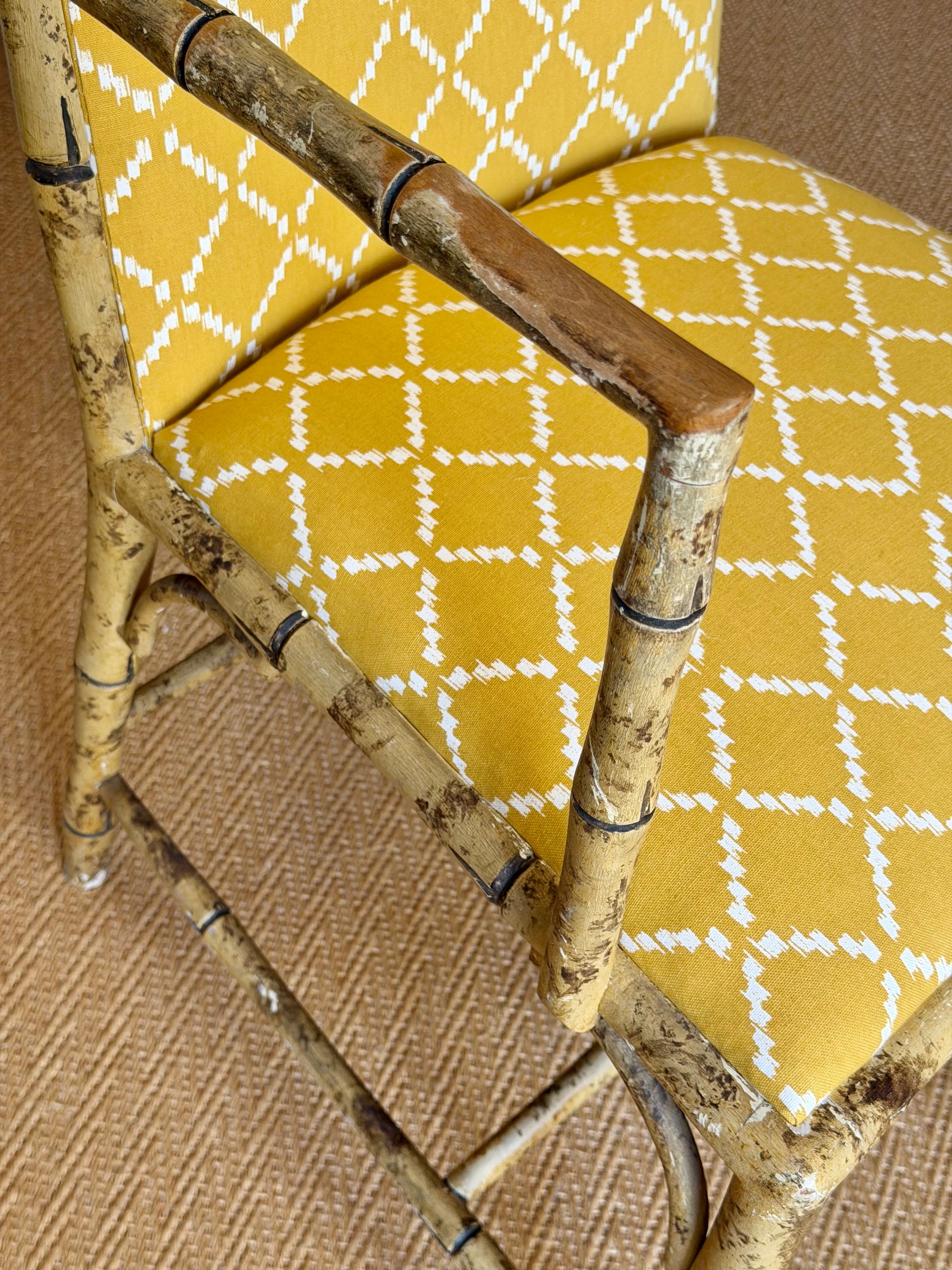 Painted Faux Bamboo Armchairs, Early 20th Century — 4 Pairs Available