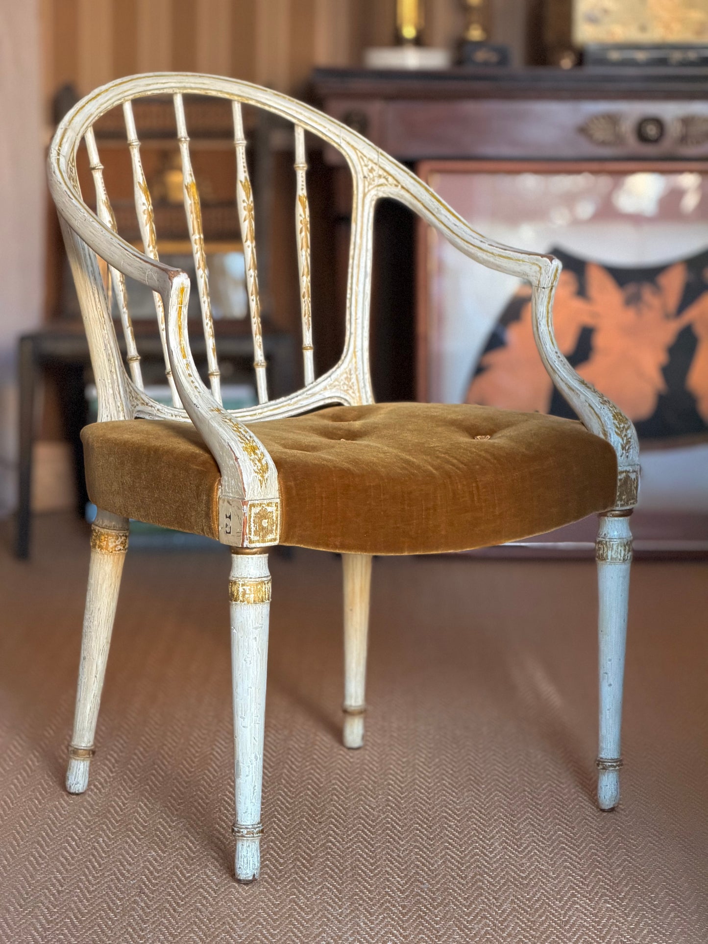 Georgian Painted Neoclassical Armchair