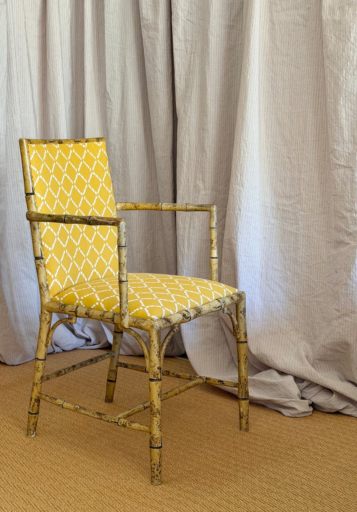 Painted Faux Bamboo Armchairs, Early 20th Century — 4 Pairs Available