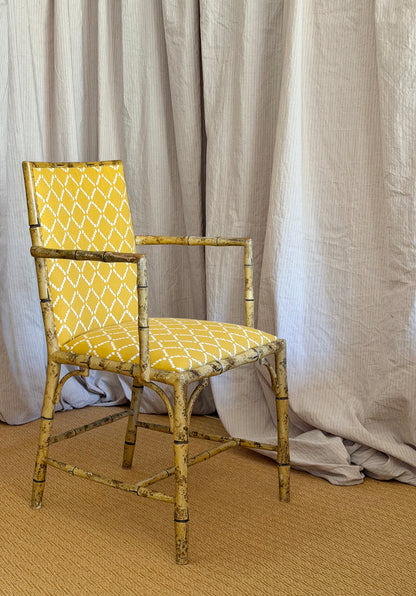 Painted Faux Bamboo Armchairs, Early 20th Century — 4 Pairs Available