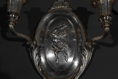 Pair of Early 20th Century Silvered Bronze Wall Lights