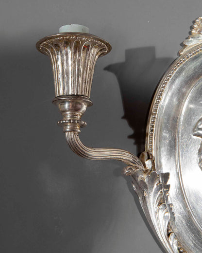 Pair of Early 20th Century Silvered Bronze Wall Lights