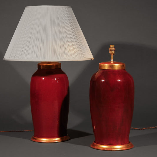 Pair of Large Chinese Flambé Table Lamps