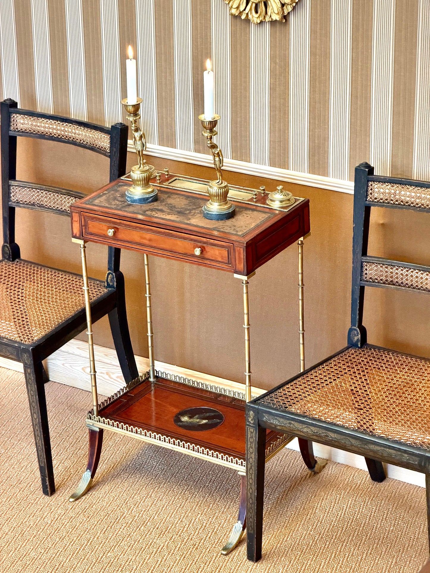 Rare 18th Century Brass Mounted Writing Table in the Manner of Adam Weisweiler