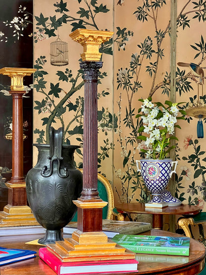 Pair of Neoclassical Hand-Painted Porcelain Vases or Urns