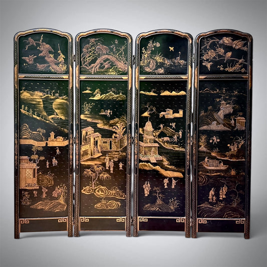 19th Century Chinese Lacquer Screen