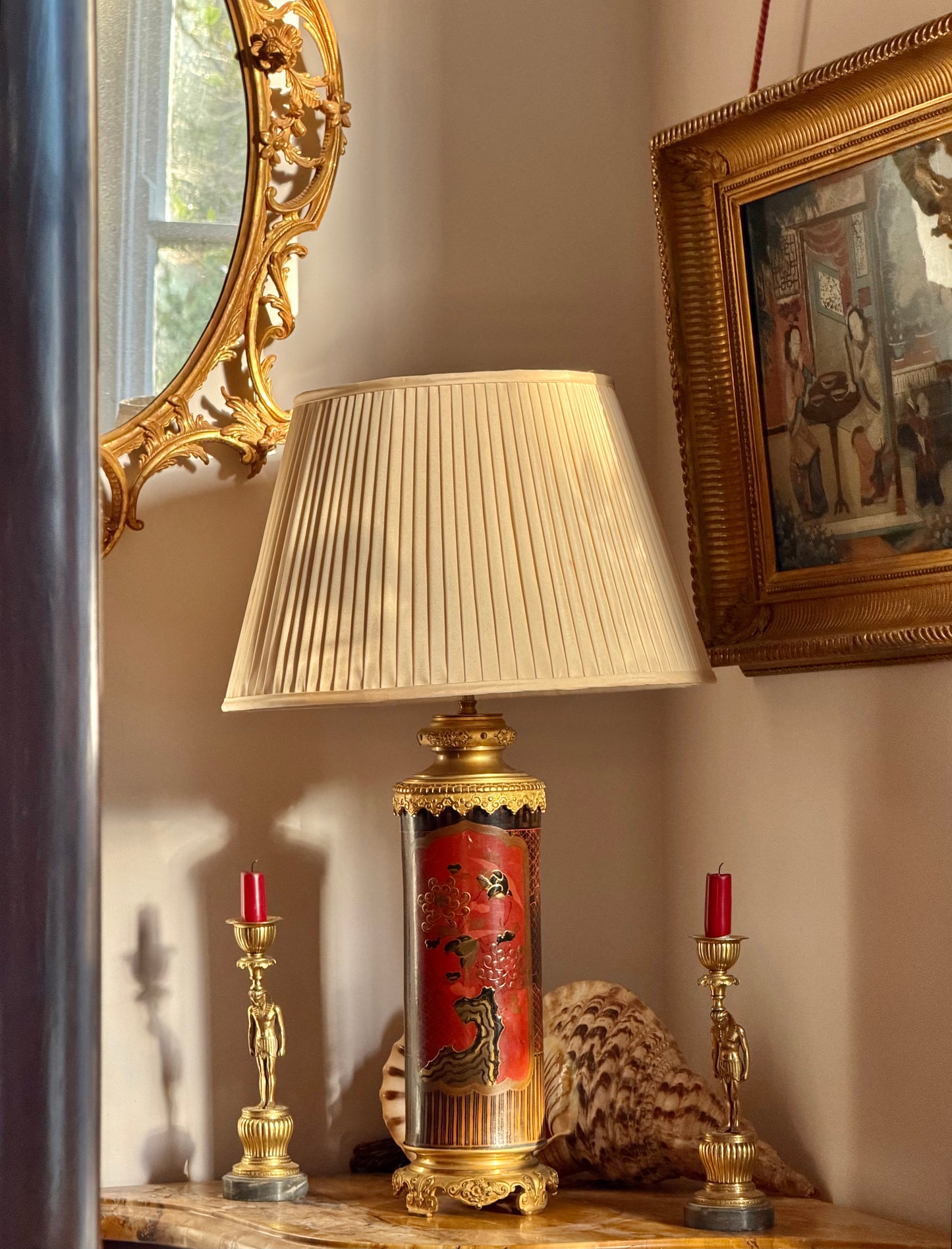 Rare Japonisme Lacquer Lamps, 19th Century