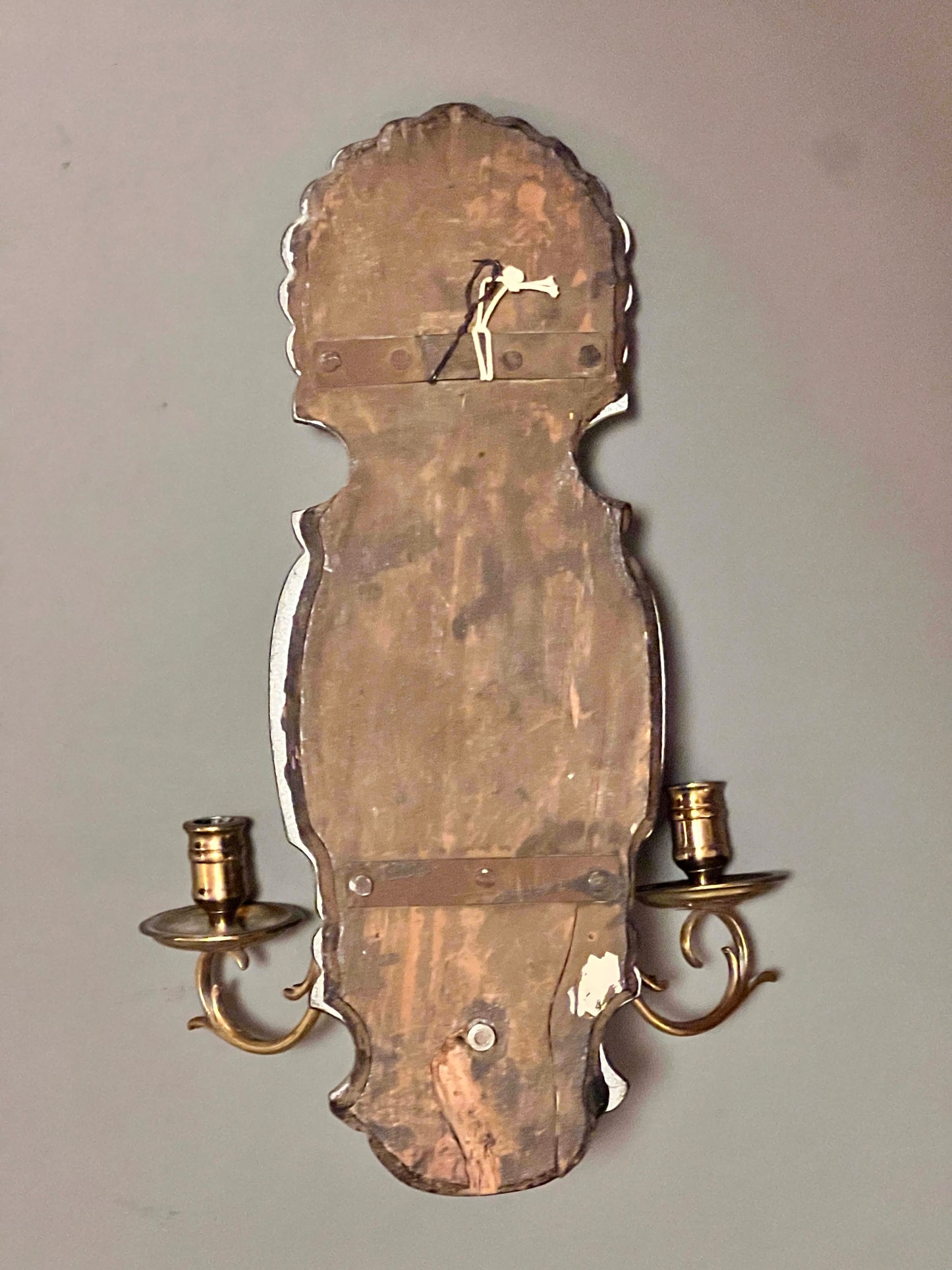 Pair of Queen Anne Style Etched Mirror Wall Lights