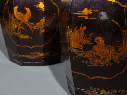 Pair of Octagonal Chinoiserie End Tables or Stools