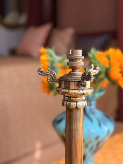 19th Century Brass Lamps on Octagonal Bases