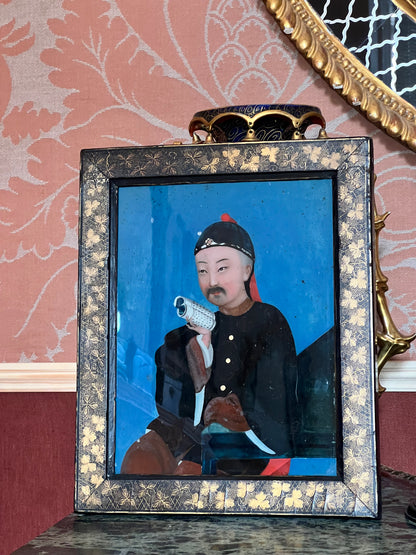 Fine Pair of 18th Century Chinese Reverse Glass Portraits