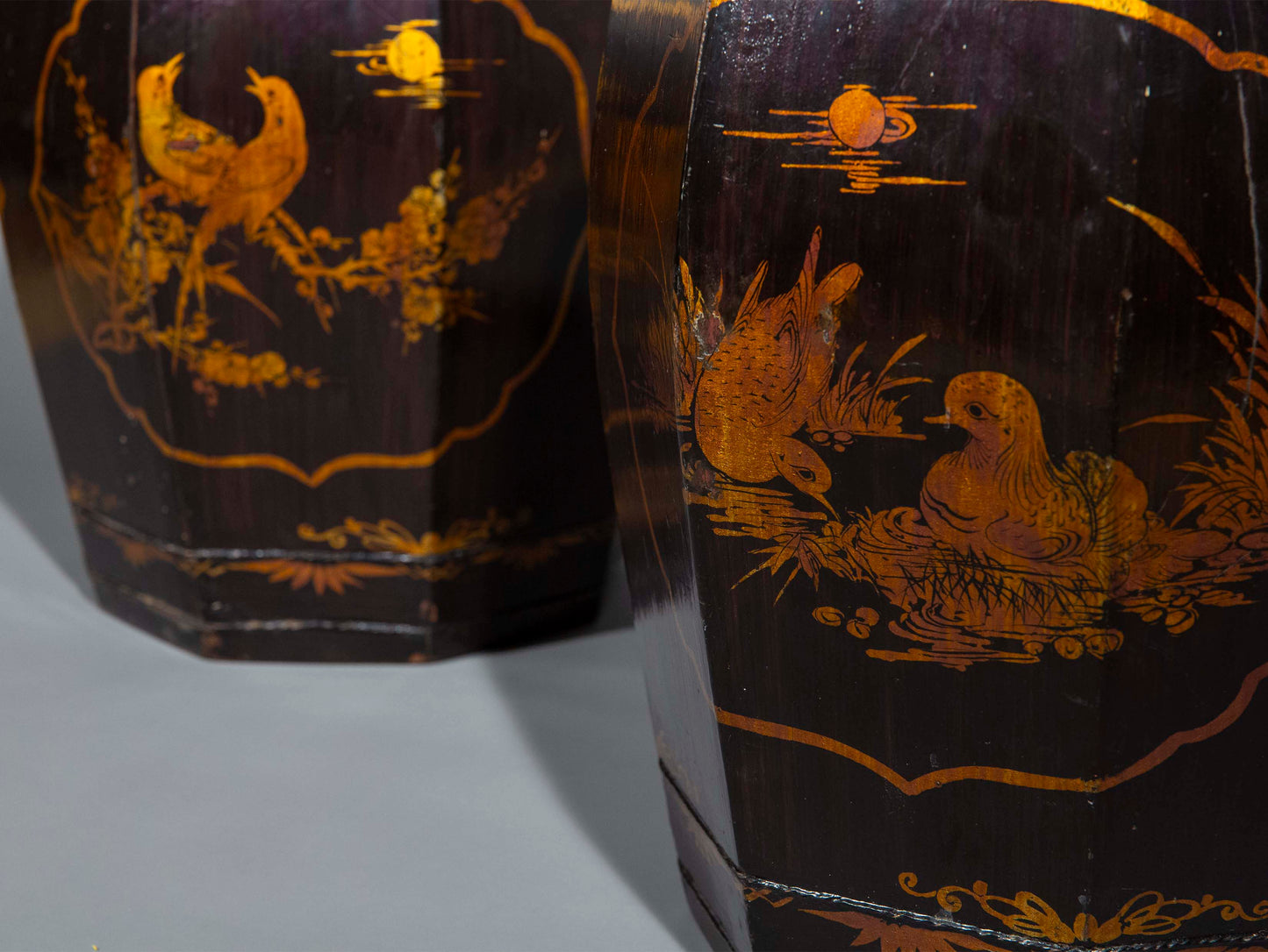 Pair of Octagonal Chinoiserie End Tables or Stools